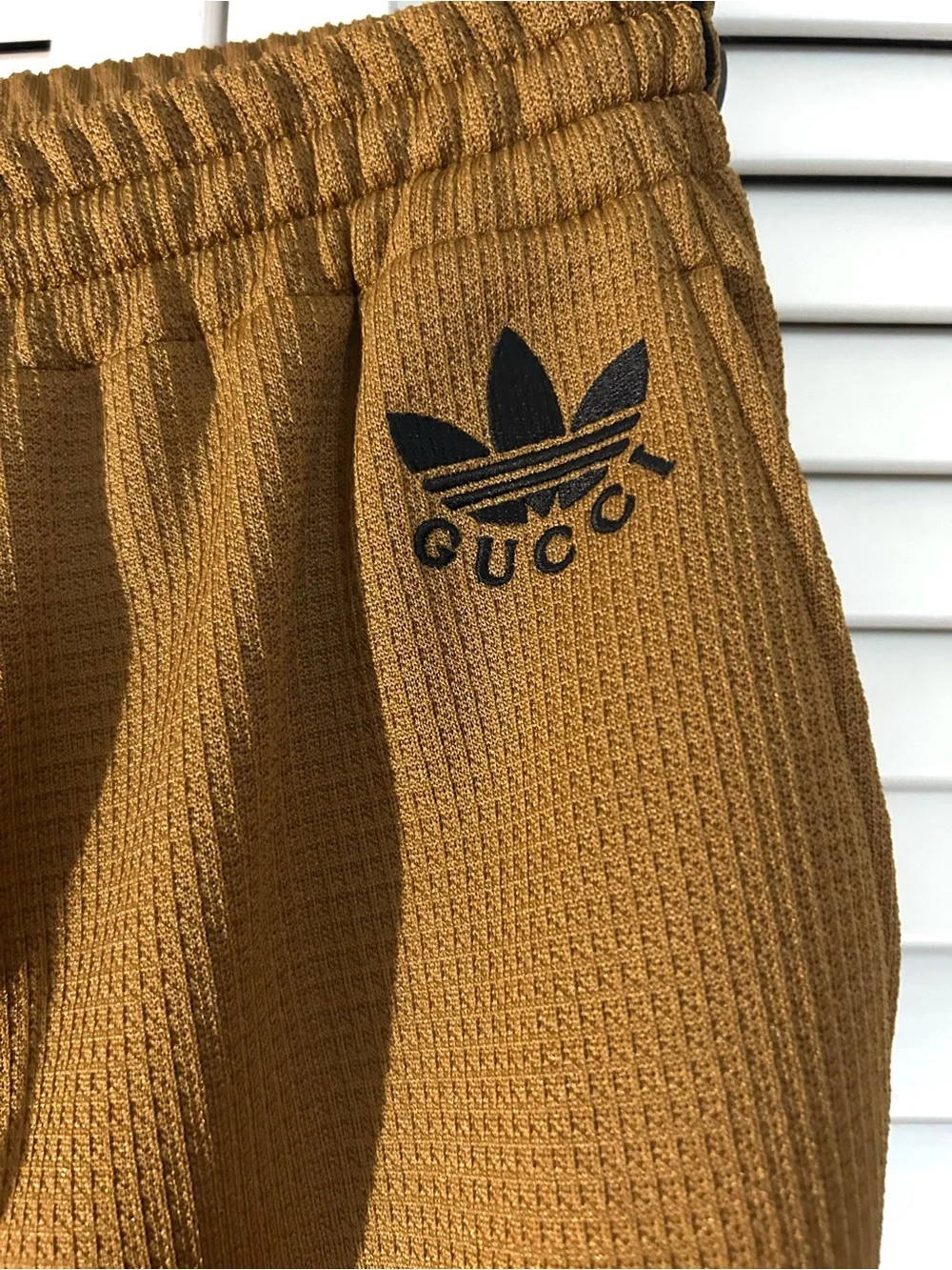 Gucci Men's Wide-Leg brown Joggers Adidas Logo Knit